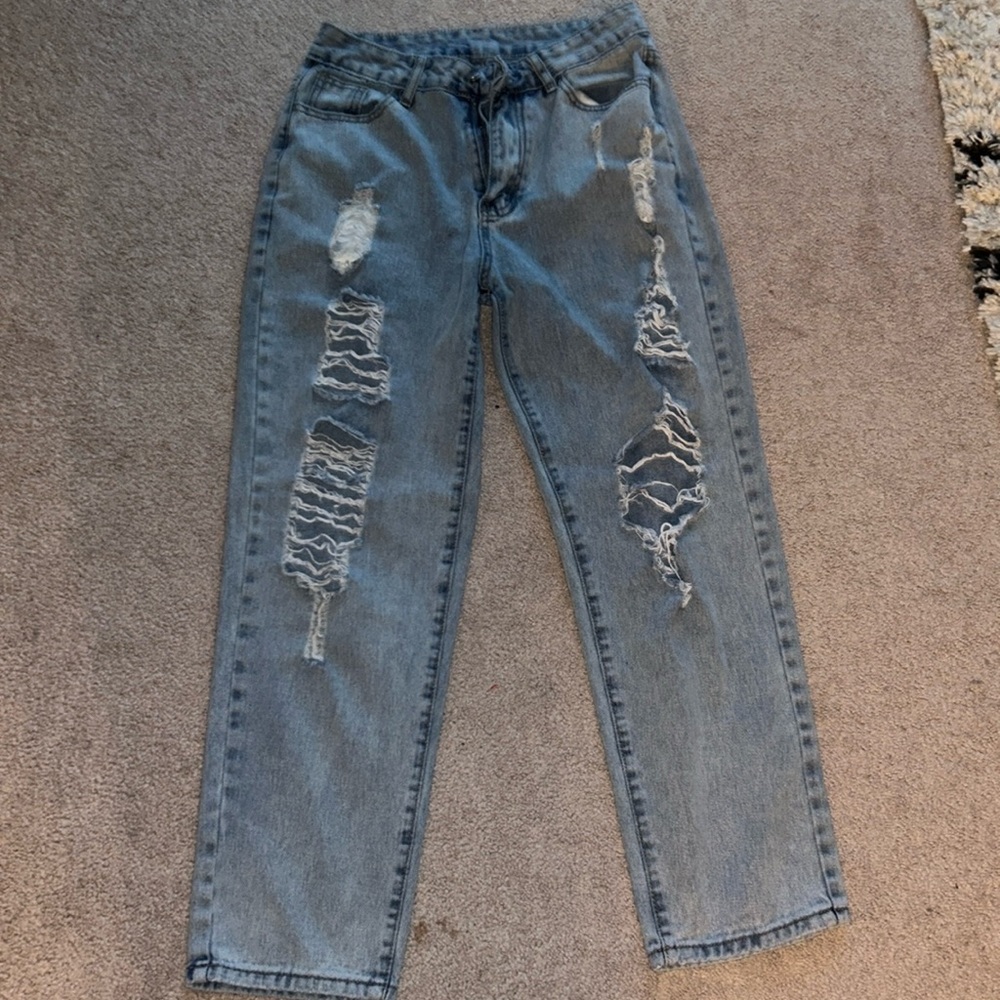 Shein straight leg jeans with holes